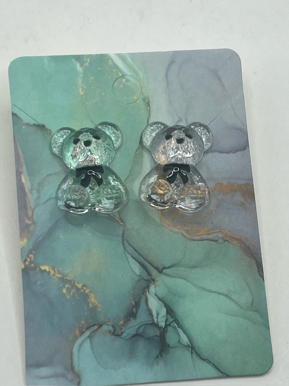 Acrylic Bear Stud Earrings - Cute Teddy Design